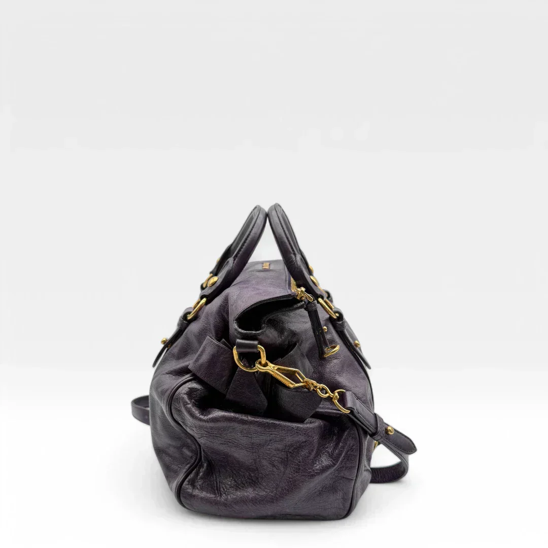 🔥 Pre-owned Miu Miu handbag Vitello Satchel purple 🔥