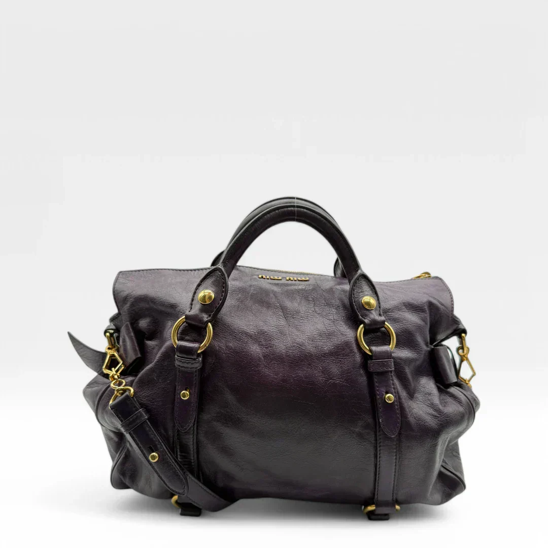🔥 Pre-owned Miu Miu handbag Vitello Satchel purple 🔥