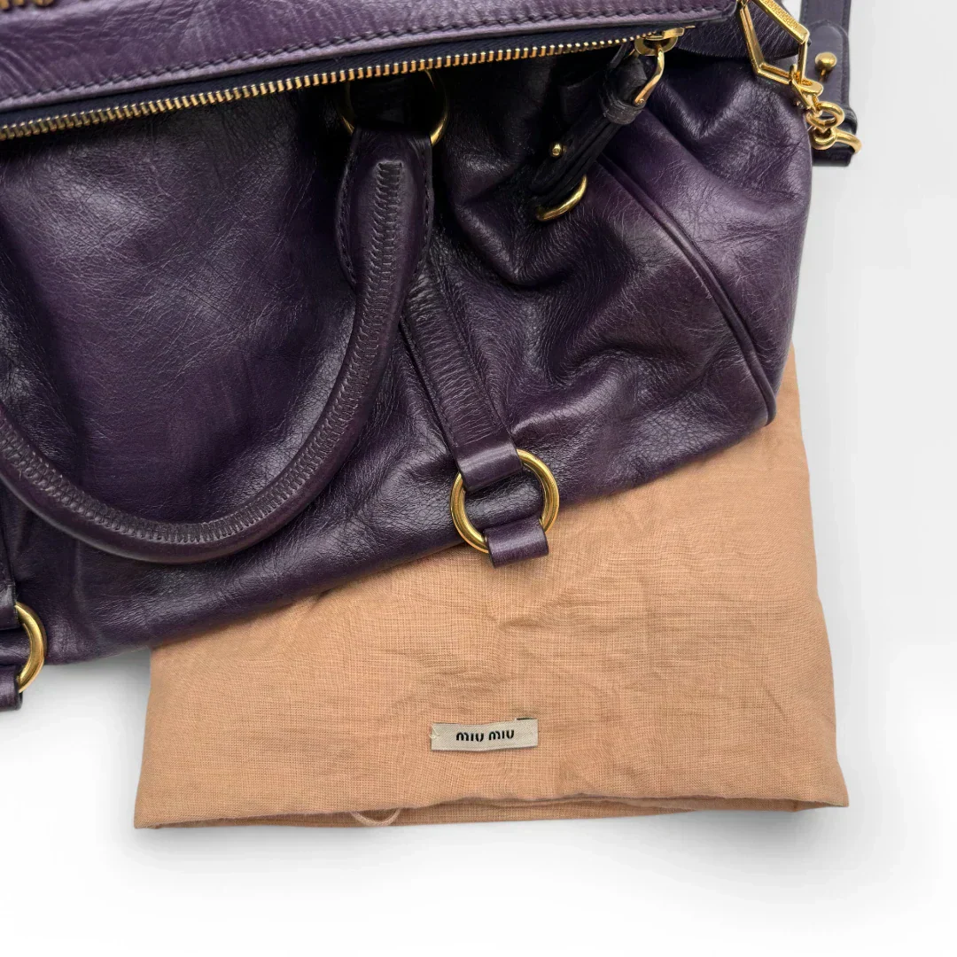 🔥 Pre-owned Miu Miu handbag Vitello Satchel purple 🔥